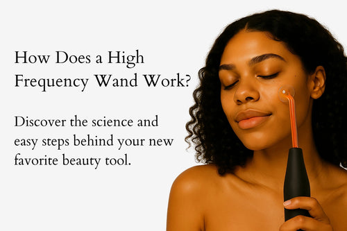 Woman using high frequency wand on face – how it works to reduce acne and boost skin glow naturally